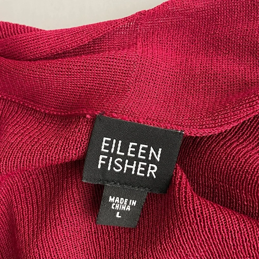 Eileen Fisher Red Open Front Cardigan Size Large - Picture 5 of 7